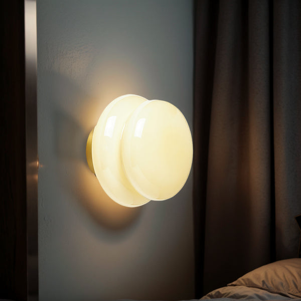 Veyric Cream Bauhaus Opal Glass Wall Sconce