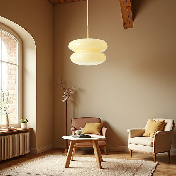 Zerith Nordic Bauhaus Cream Glass Pendant Light