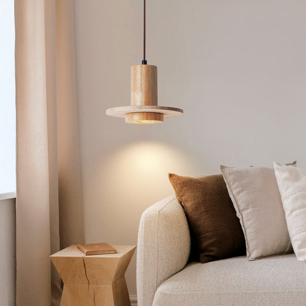 Runa Wabi-sabi Wood Travertine Pendant Light